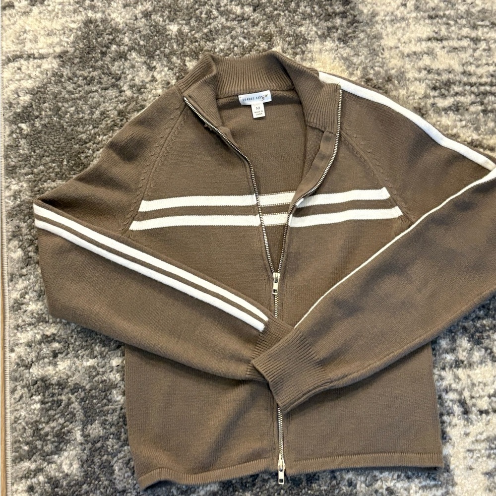 Men's Brown Sweater with White Stripes